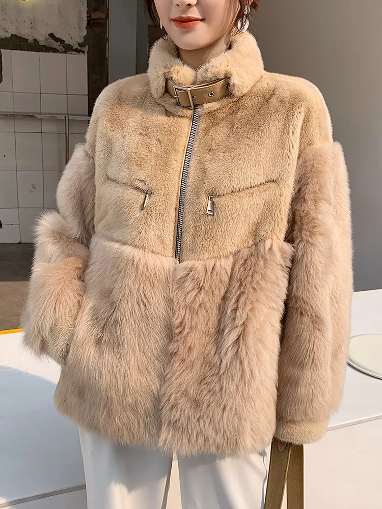 Natural Real Fur Coat Female Mink Collar Wool Jacket Korean Autumn Winter Sheepskin Women Clothes 2020 Manteau Femme | Женская одежда