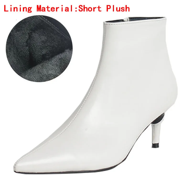 White(heels 8cm) Новые Стильные Ботинки martin с острым носком на высоком каблуке; сезон осень-зима белые ботинки кожаные ботинки женские ботинки весенняя обувь на танкетке - Цвет: White(heels 8cm)