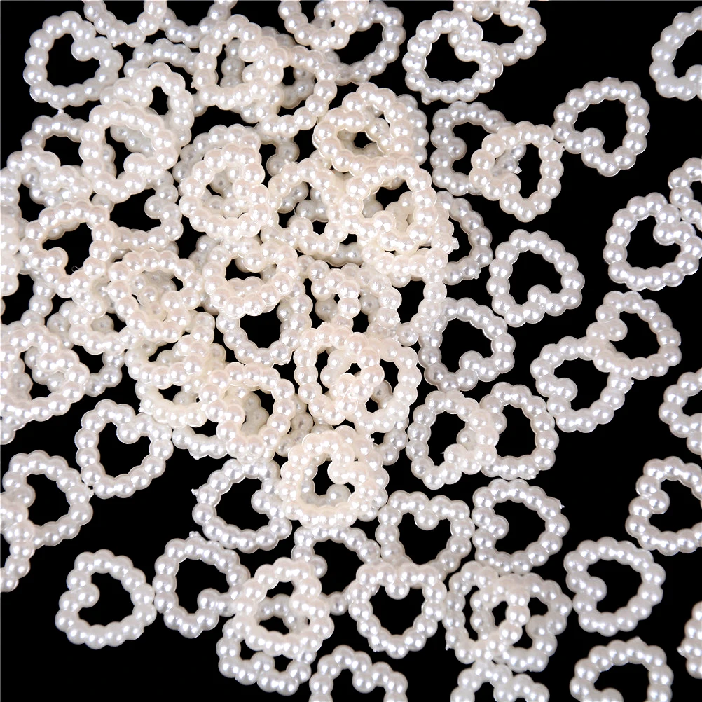 

100PCS Plastic Imitation ABS Pearl Beads Pendant Ivory Heart Beads For Scrapbook DIY Jewelry Handmade Craft Making
