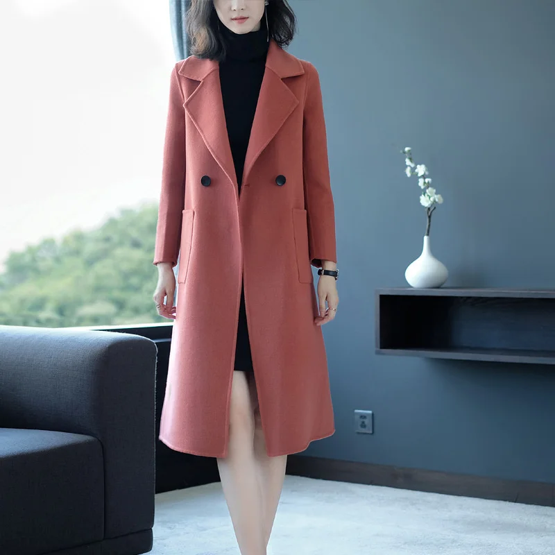 

Пальто из натуральной шерсти KMETRAM, Женская куртка на осень и зиму, женское двухстороннее шерстяное пальто, женские корейские куртки, пальто ...