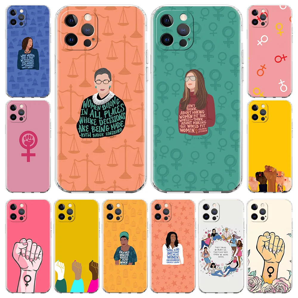 

Feminist Feminism Phone Case For iPhone 13 11 12 Pro Max X XR XS 7 8 Plus SE 2020 Camera Lens Protection Clear Soft Cover