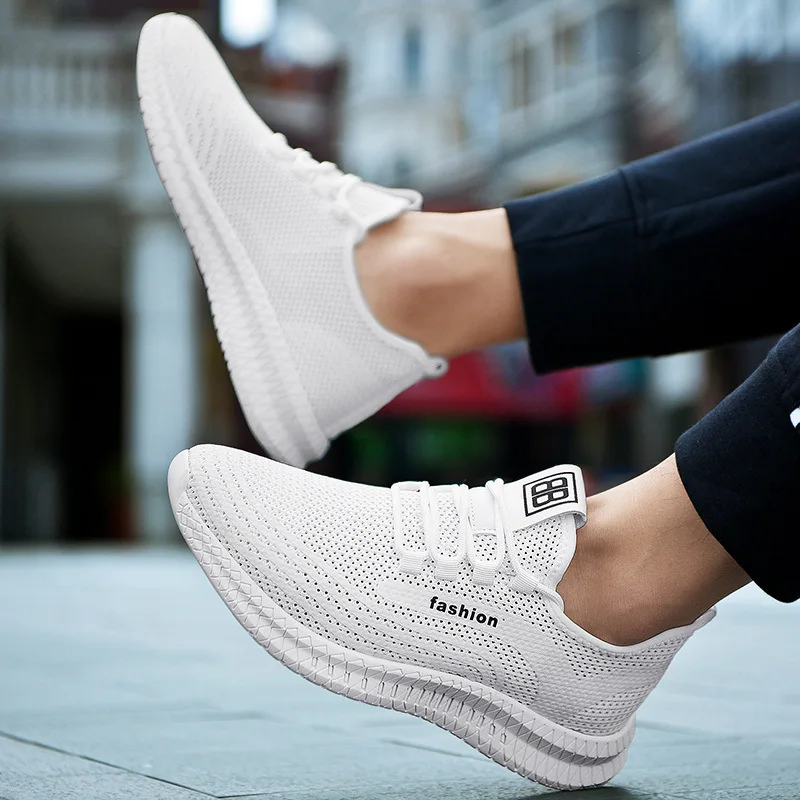 Мужские кроссовки 2019 летняя дышащая сетчатая обувь мужская однотонная