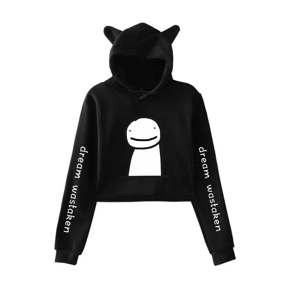 

Dreamwastaken Pullover Cat Cropped Hoodie Female Sweatshirt Casual Crop Top Harajuku Streetwear Girls Clothes Autumn New