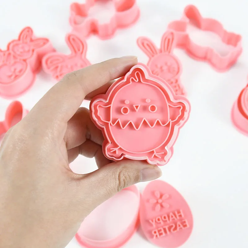 8pcs Cute Rabbit Cookie Embossing Mold For Easter Birthday Party Cake Decoration Children's Handmade Dessert Baking | Дом и сад