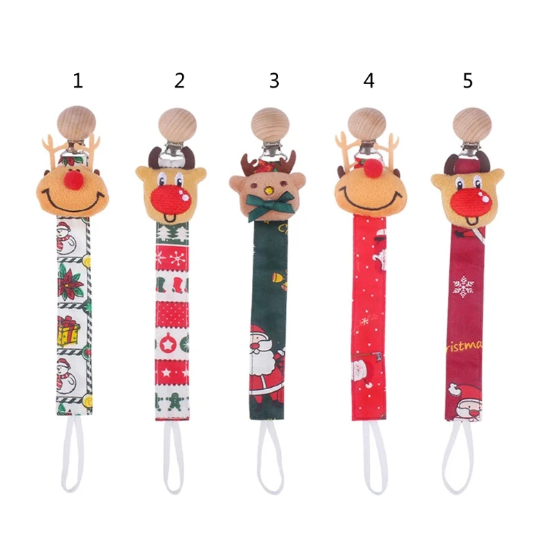 

Christmas Theme Series Elk Pacifier Clip Cotton Chain Newborn Dummy Nipple Soother Holder Baby Teething Chewing Toys Shower Gift