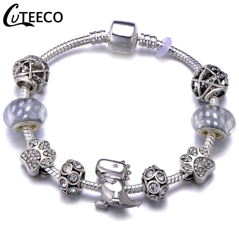 CUTEECO Европейский Любовь Сердце Шарм Браслеты и браслеты новые Марано бусины fits Дизайнерские Браслеты Женские Модные Ювелирные изделия Подарки - Окраска металла: AJ3295
