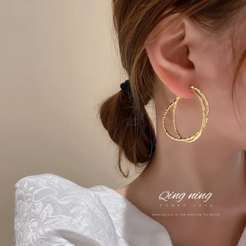 

European And American New Exaggerated Retro Design Temperament Round Cross Earrings Female