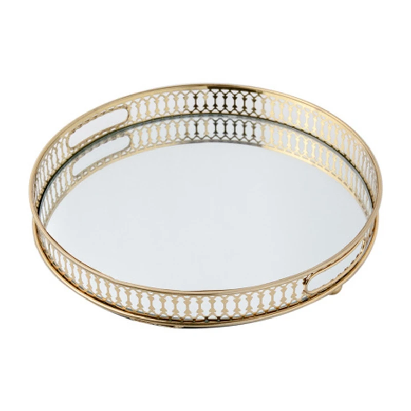 

Storage Plate, Mirror Bottom Tray, Living Room Light Luxury Decoration Plate, Fruit Plate, Round Shape