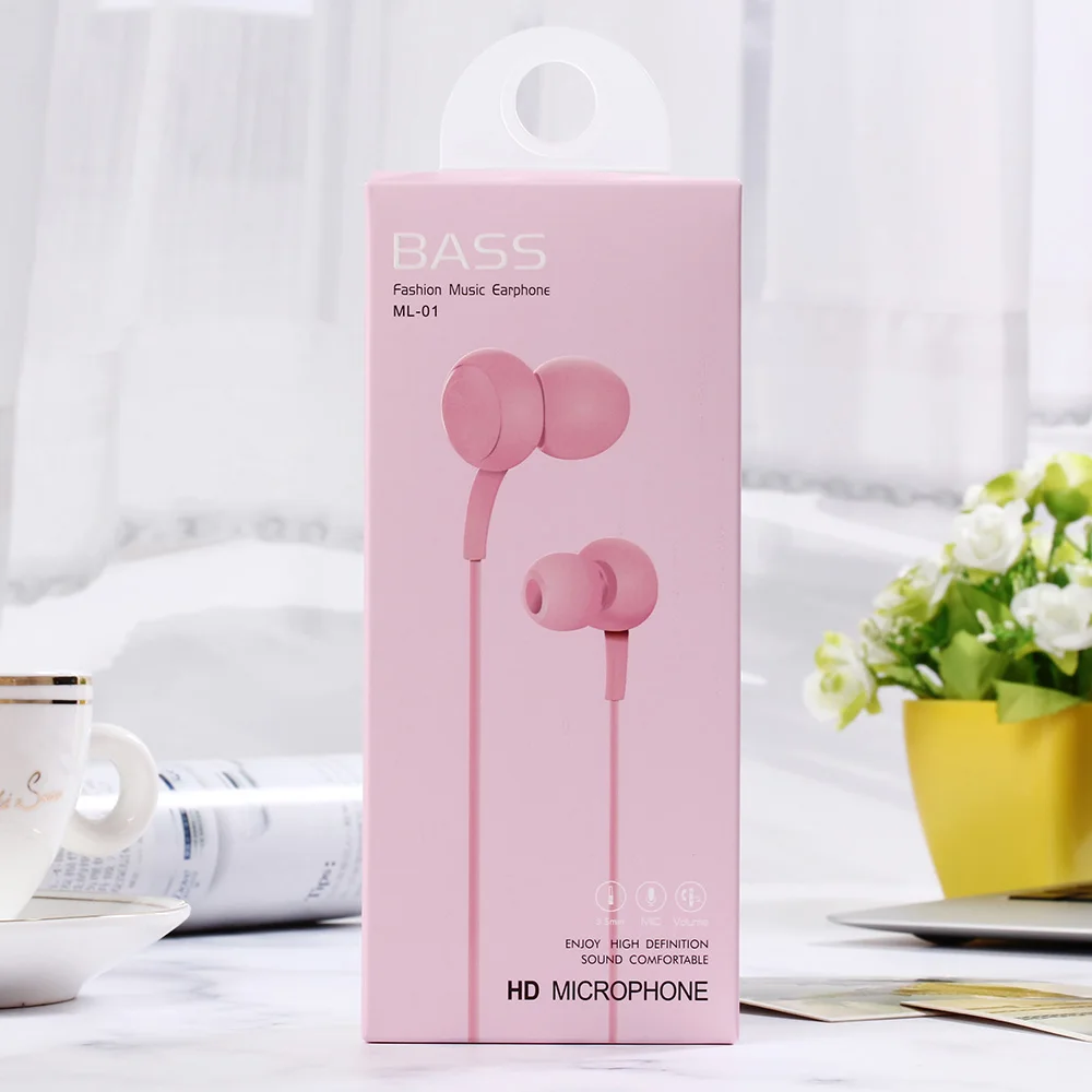 Pink Наушники KISSCASE музыкальные стереонаушники-вкладыши спортивные наушники Xiaomi huawei с микрофоном Проводные Игровые наушники для телефона компьютерные наушники наушники проводные наушники наушник - Цвет: Pink