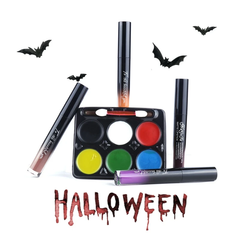 Halloween Makeup Set Facial Paint Matte Lip Gloss Long-lasting Waterproof Face Body Painting Cream Cosmetic | Красота и здоровье