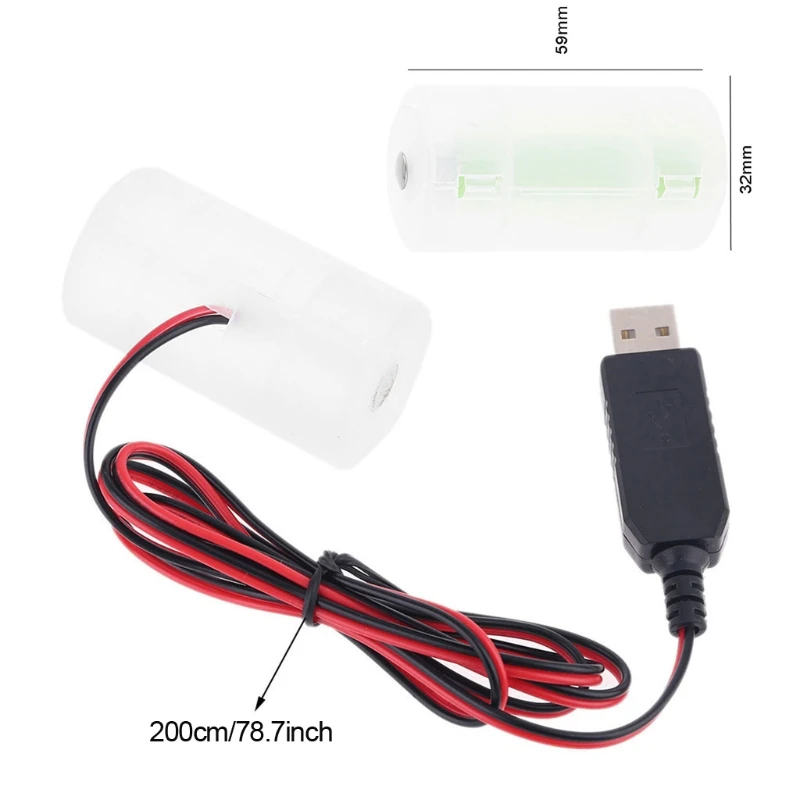 

1.5V 3V 4.5V 6V LR20 D Cell Battery Eliminator with US Plug USB Power Adapter 2m Cable Replace 1 to 4pcs D Size Battery