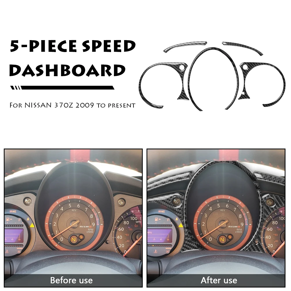 

5pcs/set Carbon Fiber Car Styling Dashboard Frame Trim Cover Decorative Stickers for Nissan 370Z 2009-on