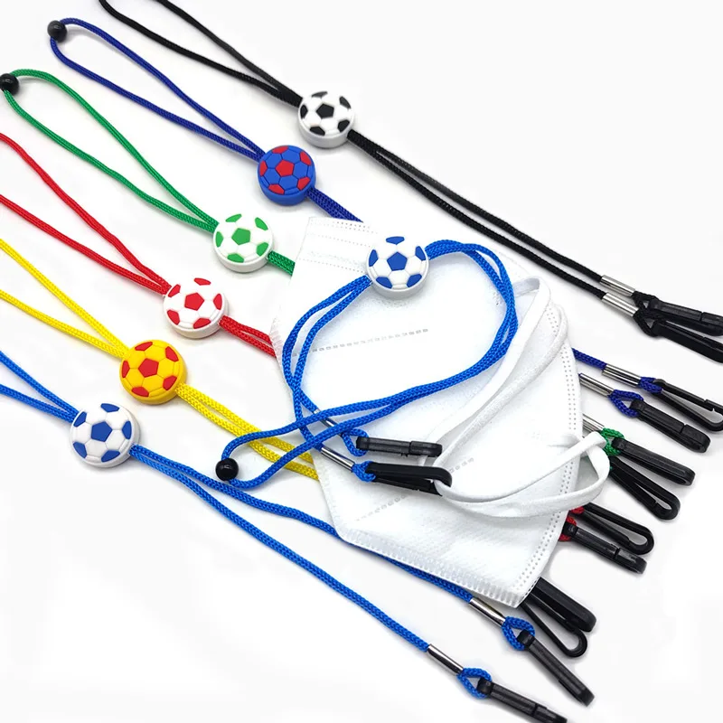 

XIAOBOACC Cartoon Mask Lanyard Football Pattern Round Beads Adjustable Children Mask Holder Ear Hanging Rope Wholesale