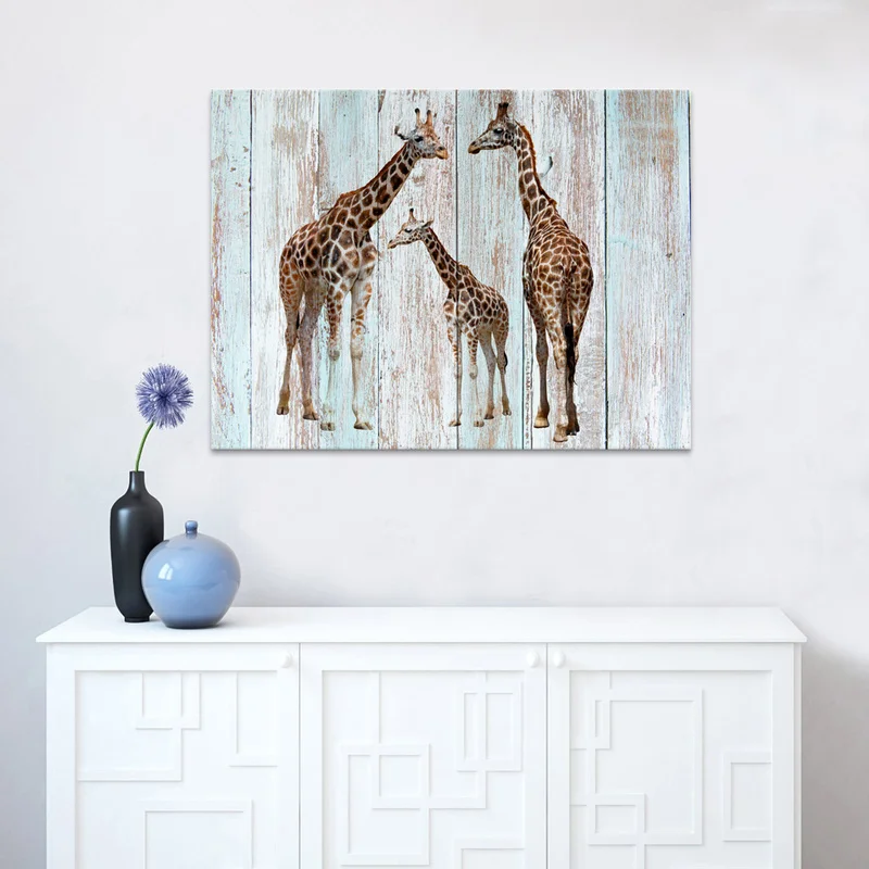 Жираф Семья плакат Wall Art Печать холст Картина 1 штук Африка домашние украшения с