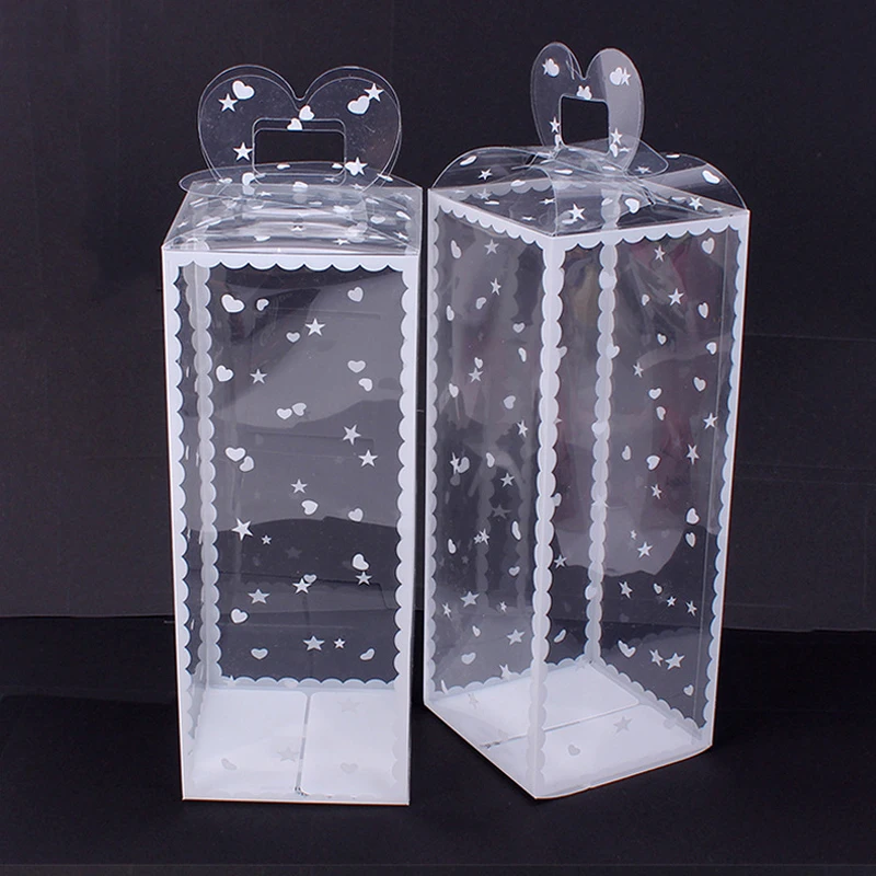Transparent Flower Handle Box Waterproof Packaging Bags Folding Handbag Hanging Gift |