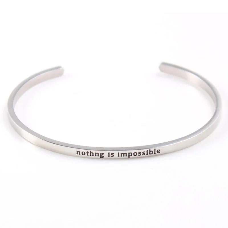 Новинка 2021 браслет из нержавеющей стали с гравировкой ничего невозможного