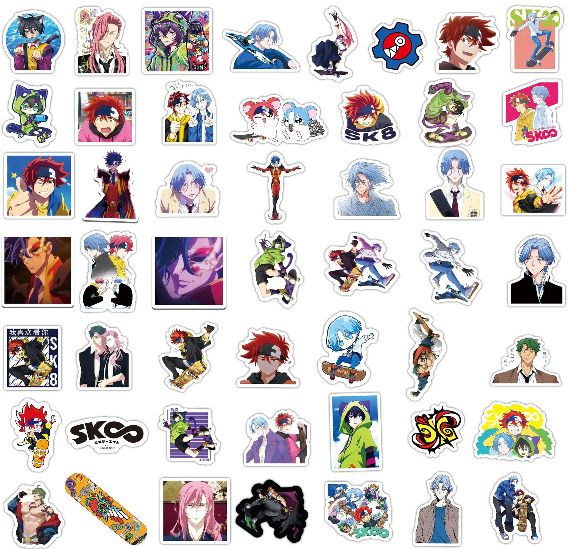 

10/50PCS SK8 The Infinity Stickers Pack Cosplay MIYA Reki Kyan Hasegawa Cherry Blossom Joe Skateboard Waterproof Sticker Gifts