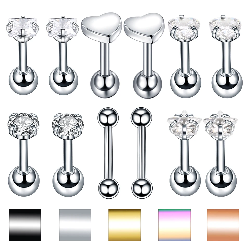 H S сердце губы кольцо для пирсинга сталь кристалл драгоценный камень ухо траг