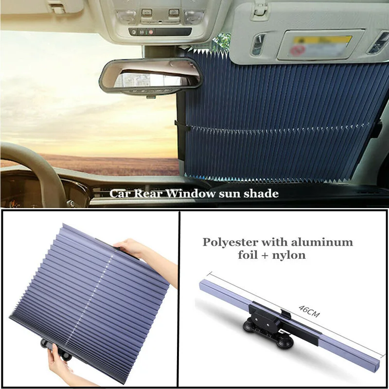

Retractable Front Windshield Heat Insulation Sun Visor Aluminum Alloy 140x46cm