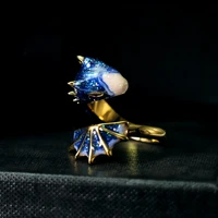 gragon style epoxy glaze gold plated high quality cute neutral rings open end adjustable ring