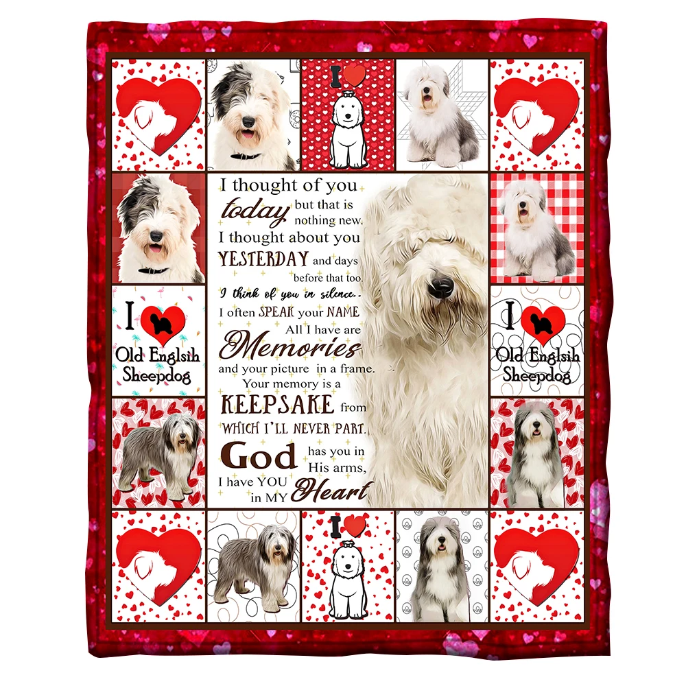 

ONGLYP Comfy Old English Sheepdog Flannel Blanket for Sofa Couch Office Nap Travel Bedding Bedspread Air Conditioning Blankets