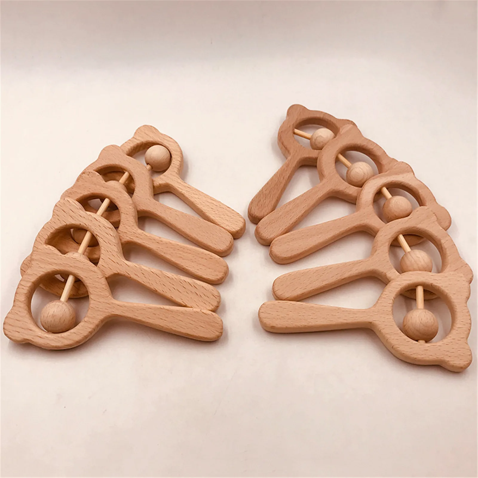 Деревянная погремушка Медведь из бука деревянное кольцо для прорезывания зубов