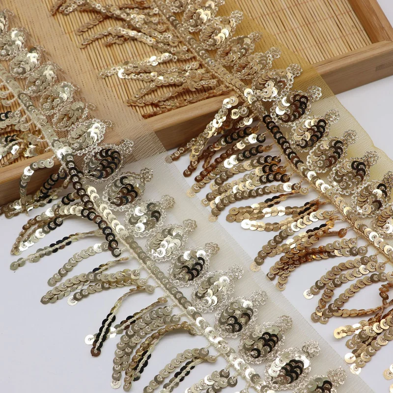 Золотые блестки кружева этнические кисточки кружево|Кружево| |