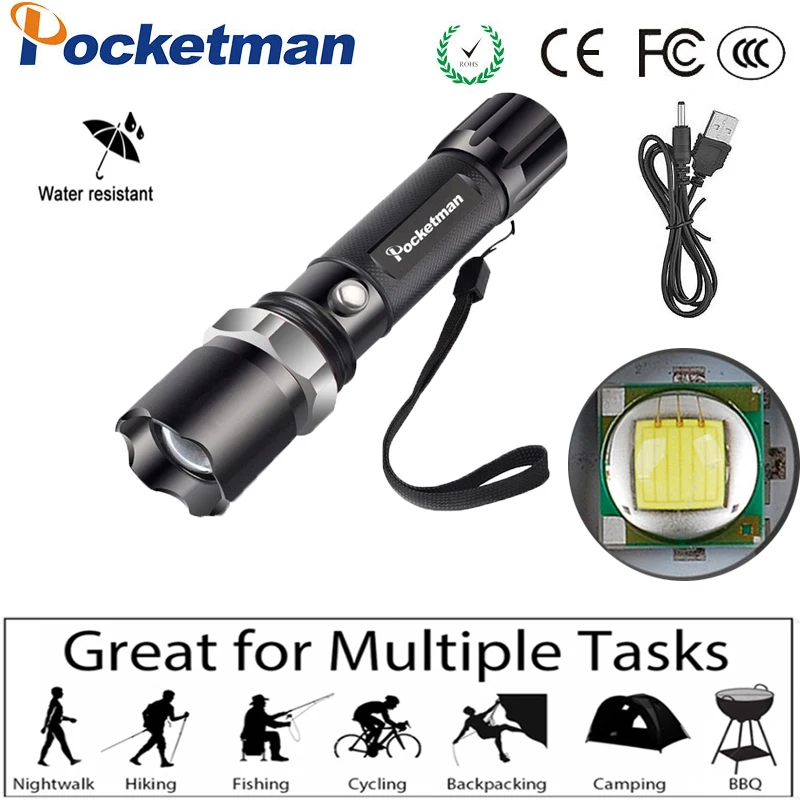 Супер яркий светодиодный фонарик USB масштабируемый 5 режимов фонарь