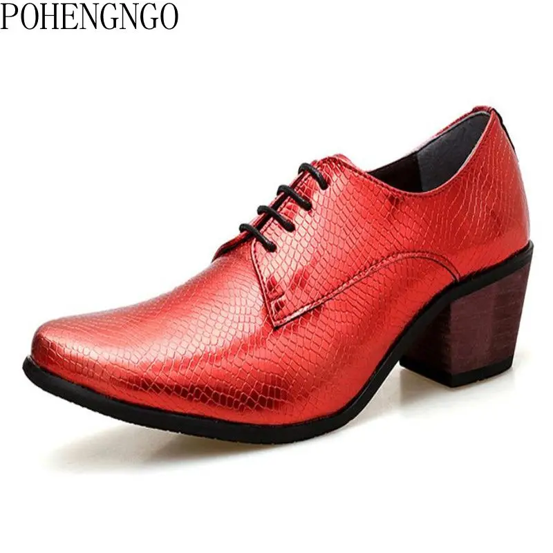 

Men High Heel Wedding Shoes Trendy Business Height Increase Party Prom Shoes Pointed Lace Up Men Formal Shoes Zapatos Hombre