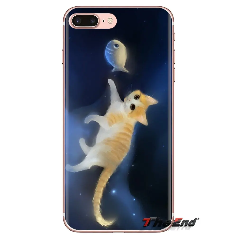 Прозрачные мягкие чехлы для кошек и рыб с мультяшными животными Samsung Galaxy A3 A5 A7 A9 A8
