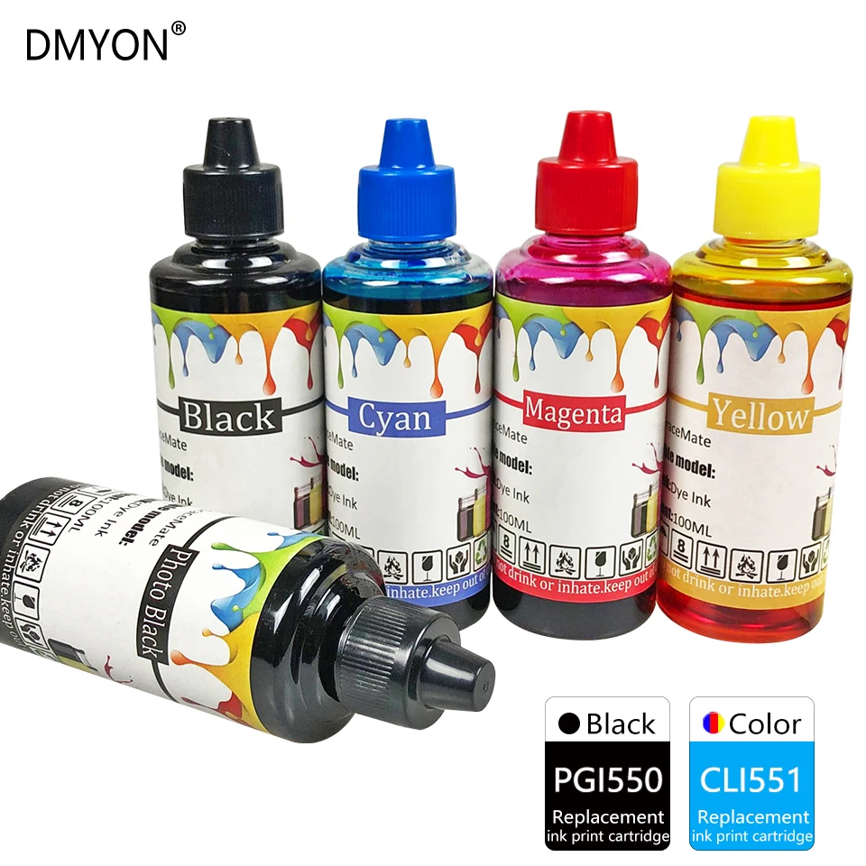 Набор для заправки чернил DMYON PGI550 CLI551 совместим с принтером Canon PIXMA IP7250 MG5450 MG6350 MG7150