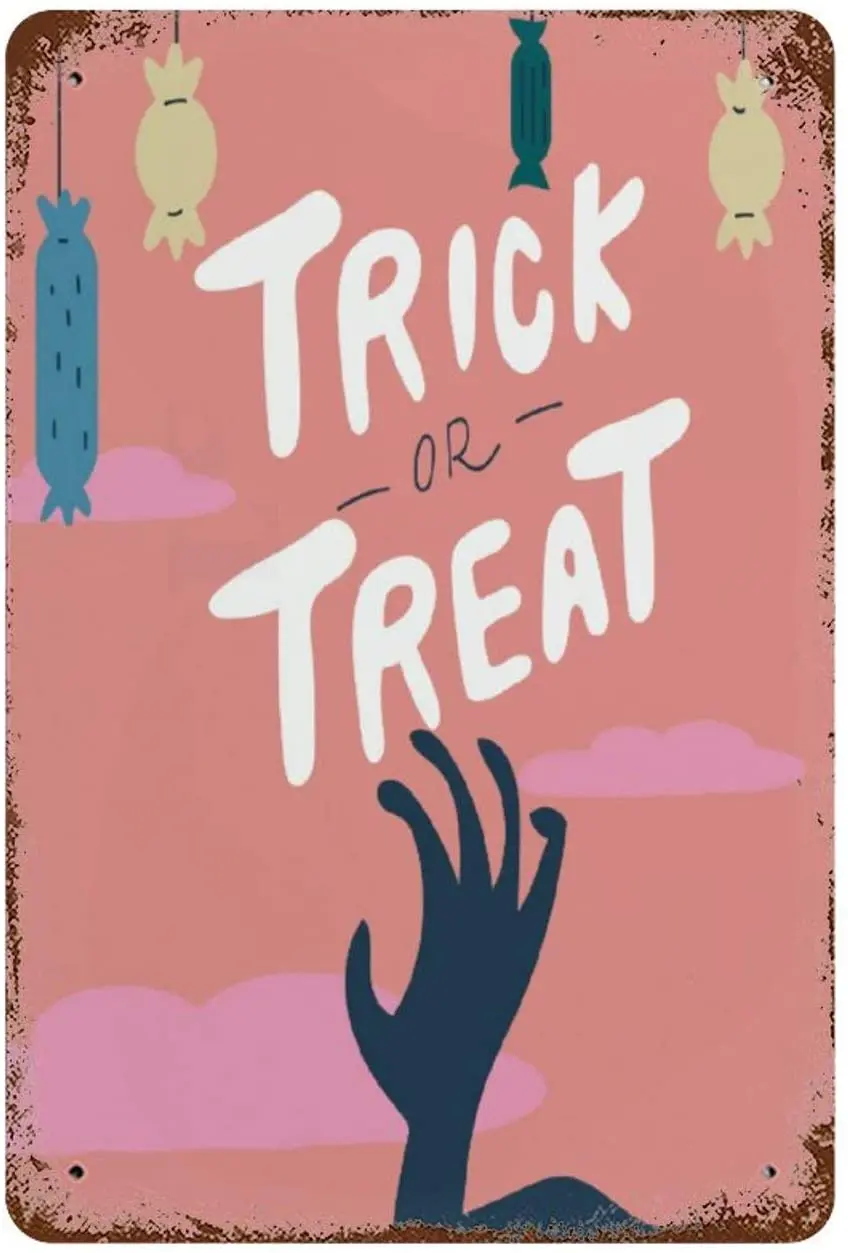 Vinmea-Хэллоуин металлический жестяной логотип, художественное Украшение стен, алюминиевое украшение логотипа, 18x12 дюймов