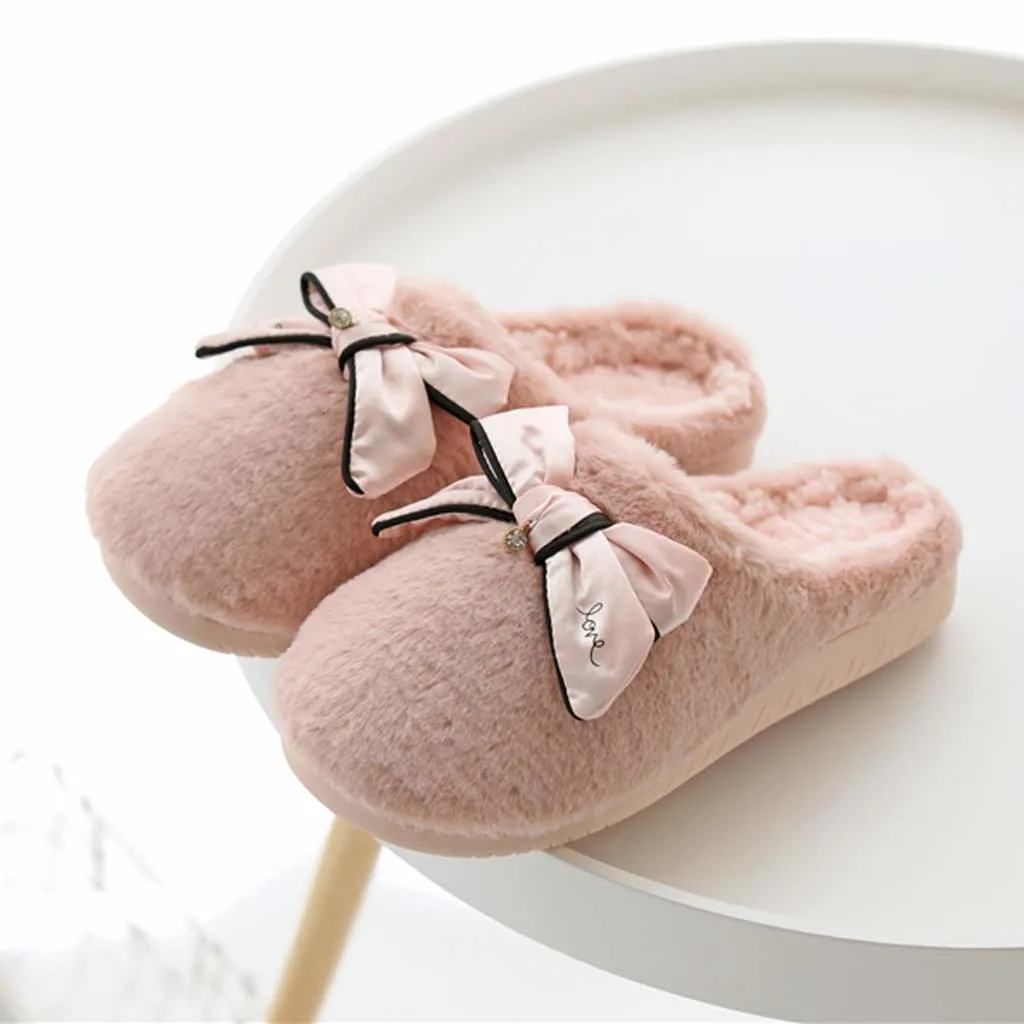 

Warm Winter Slippers Indoor Home Mute Cute Soft Plush Ball Ladies Comfortale House Shoe 2020 diapositivas de las mujeres A50