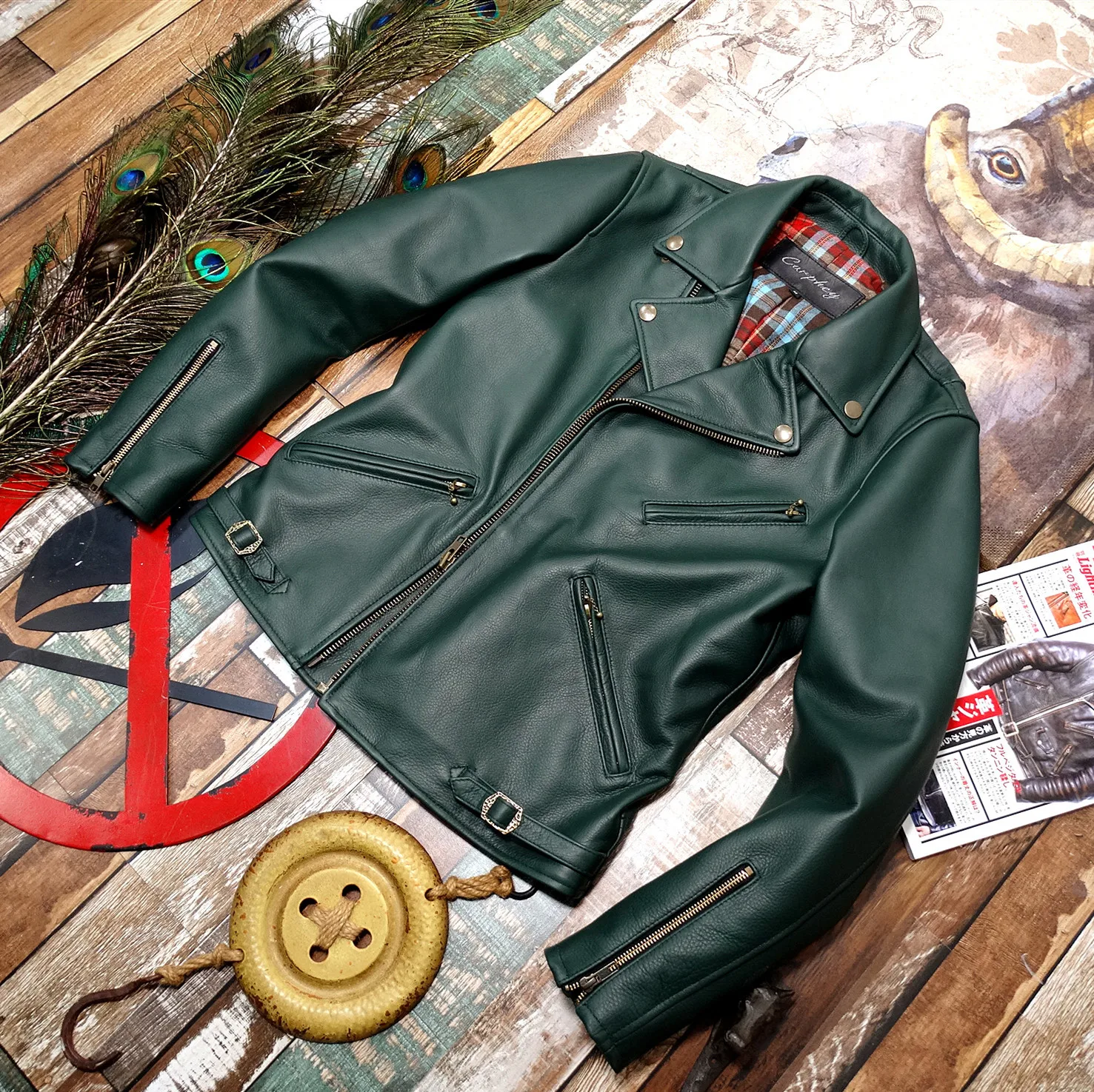 

Genuine Leather Jacket Men Real Cow Leather Jacket Motorcycle Coat Casual Slim Male Green Autumn Winter jaqueta de couro Outwear