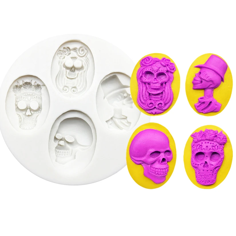 

Halloween Skull Rose Silicone Cake Baking Mold Sugarcraft Chocolate Cupcake Resin Tools Fondant Decorating Tools