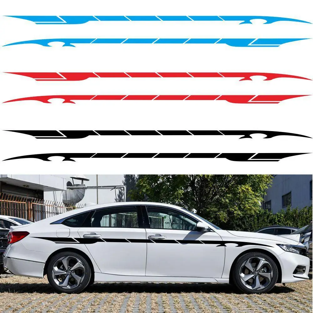 

New 2pcs 350cm Car Sticker Car Side Body Door Graphics Long Stripe Decals Automoble Sticker Decoration for Volkswagen Audi A3
