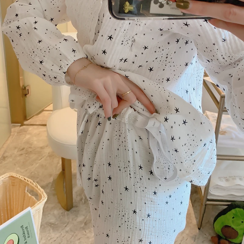 2217# 100% Cotton Maternity Nursing Sleepwear Summer Thin Loose Breastfeeding Pajamas Suits Pregnancy Homewear Lounge Sleep Wear