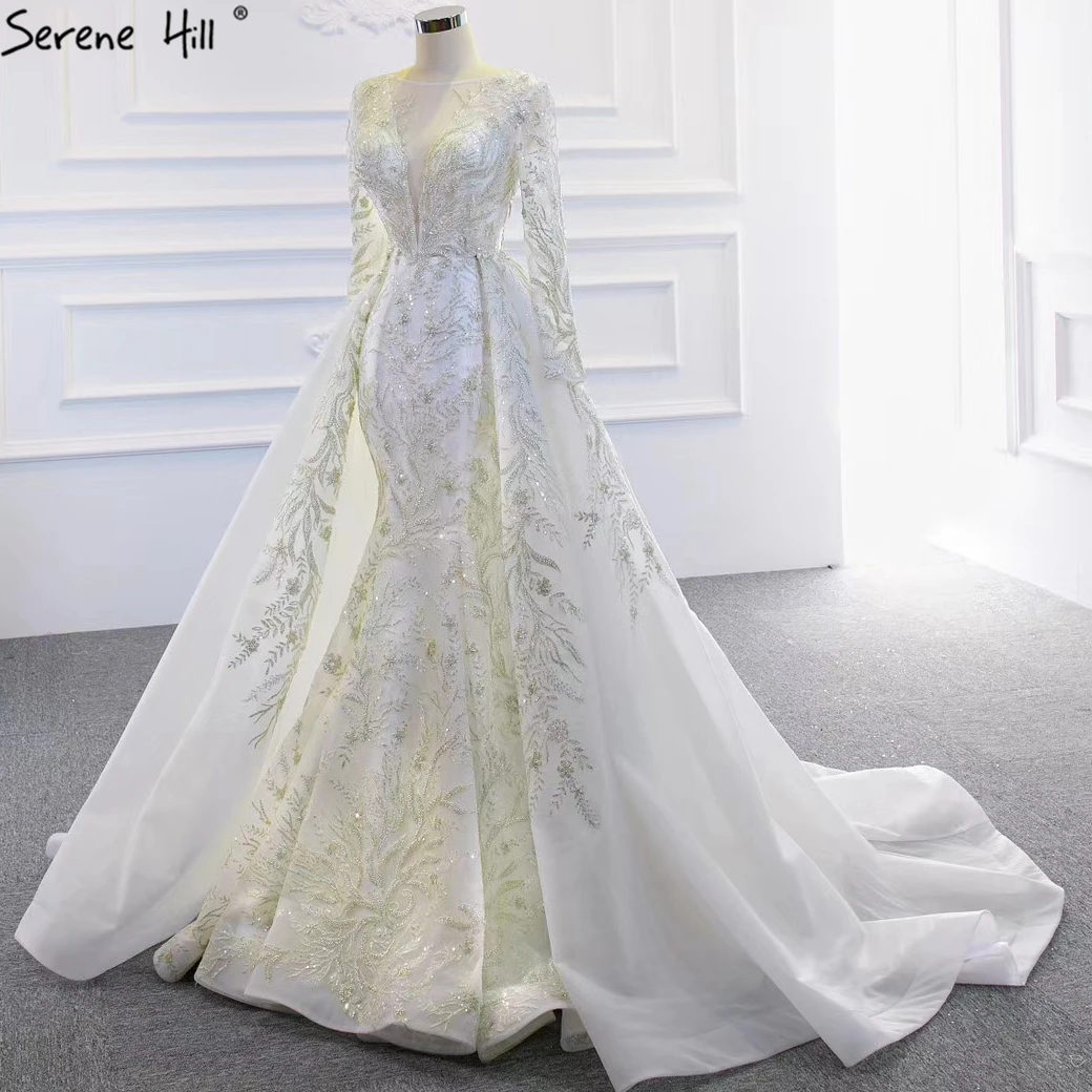 Белое свадебное платье с длинным рукавом и юбкой годе 2020 свадебные платья