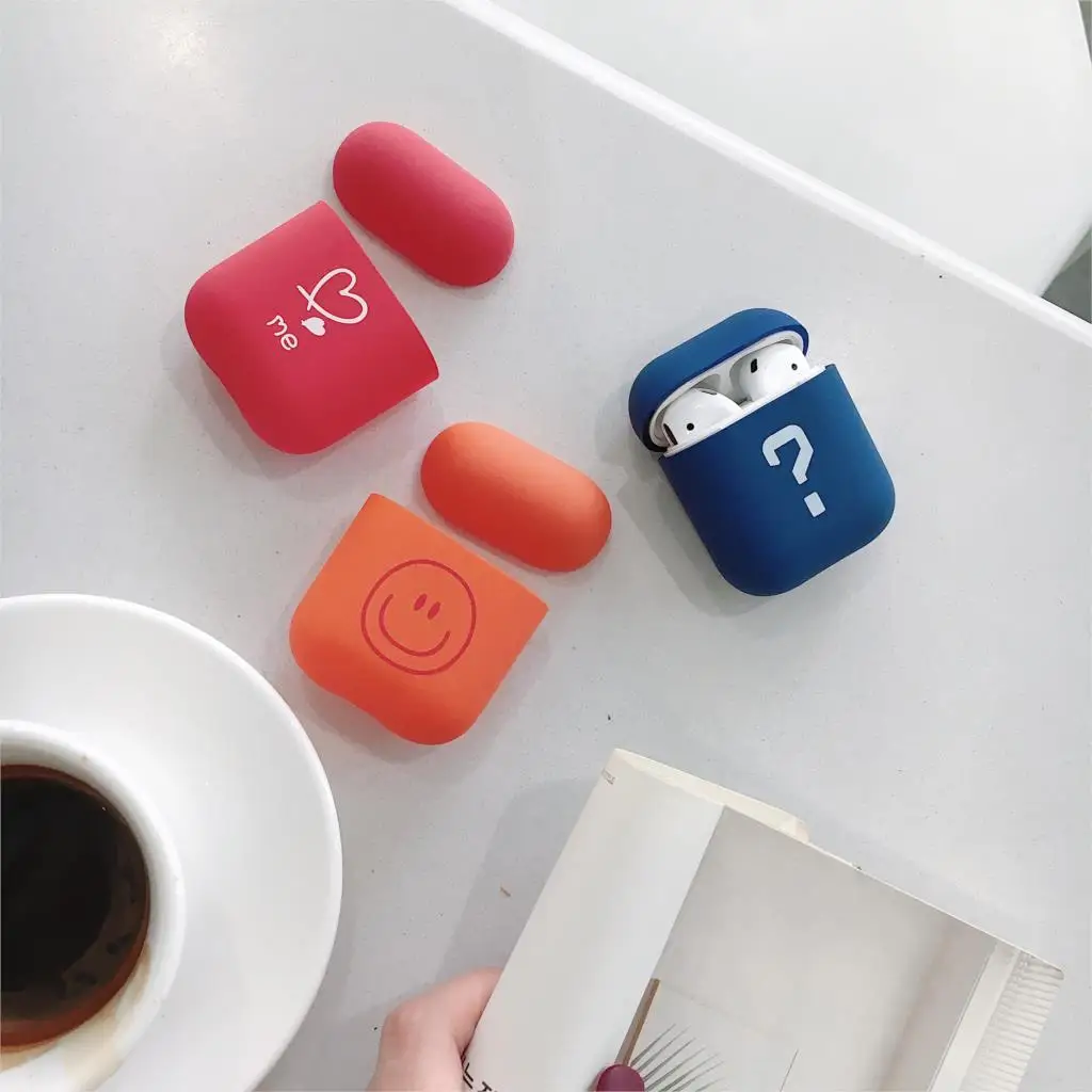 Милый чехол для наушников Apple AirPods 1 2 чехла AirPods2 защита Air Pods матовая кожа матовая жесткая розовая в виде сердца аксессуары