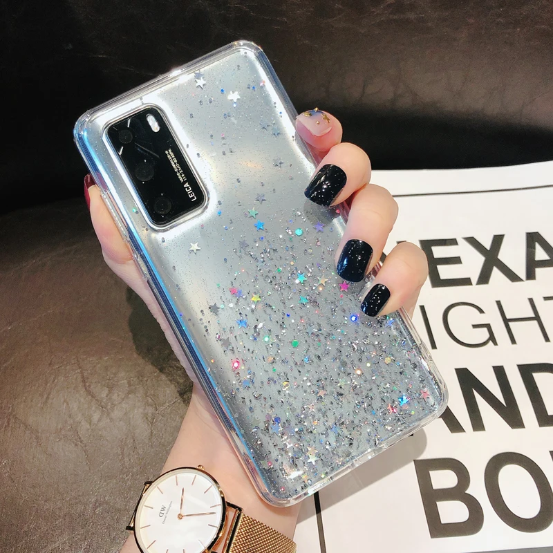 Блестящий Мягкий Прозрачный чехол из ТПУ для Samsung S20 S10 S9 S8 Plus Note 10 Lite A01 A10 A40 A50 A30S A70