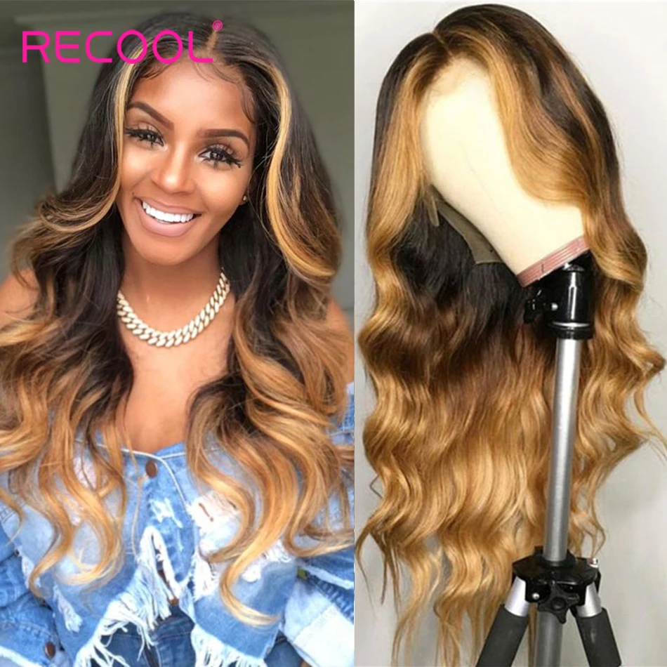 Recool 6x6 парик с закрытием волнистые человеческие волосы на передней части парики