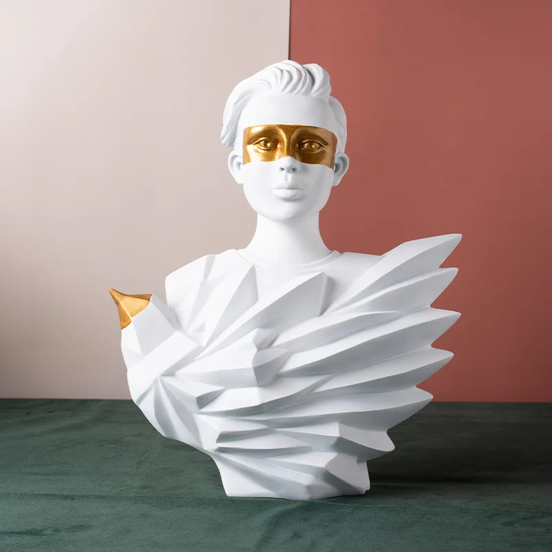 

[Cool] Nordic black character decoration eagle and man Ornament resin sculpture living room study light luxury furnishing decor