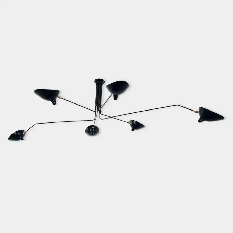 

Art Deco Serge Mouille Lamp 6 Arms Black Pendant Ceiling Light Nordic Bedroom Living Room 3 lights Hanging Lamp Light Fixture