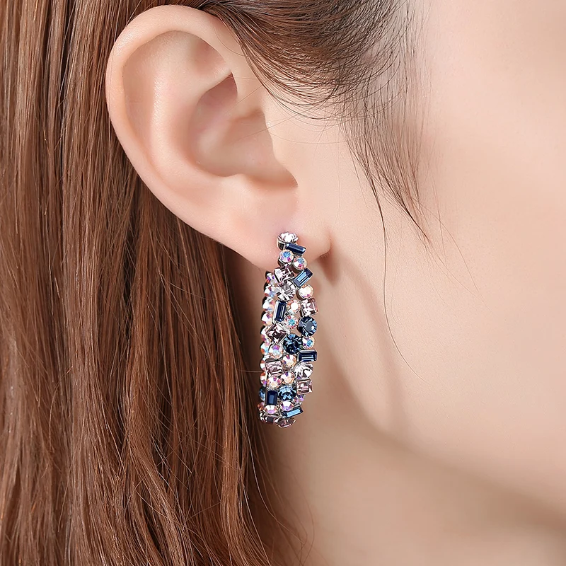 

CX European and American Fashion Rhinestone Earrings High-Key Dignified Stud Earrings for Women 925 Silver Needle Ear Jewelry