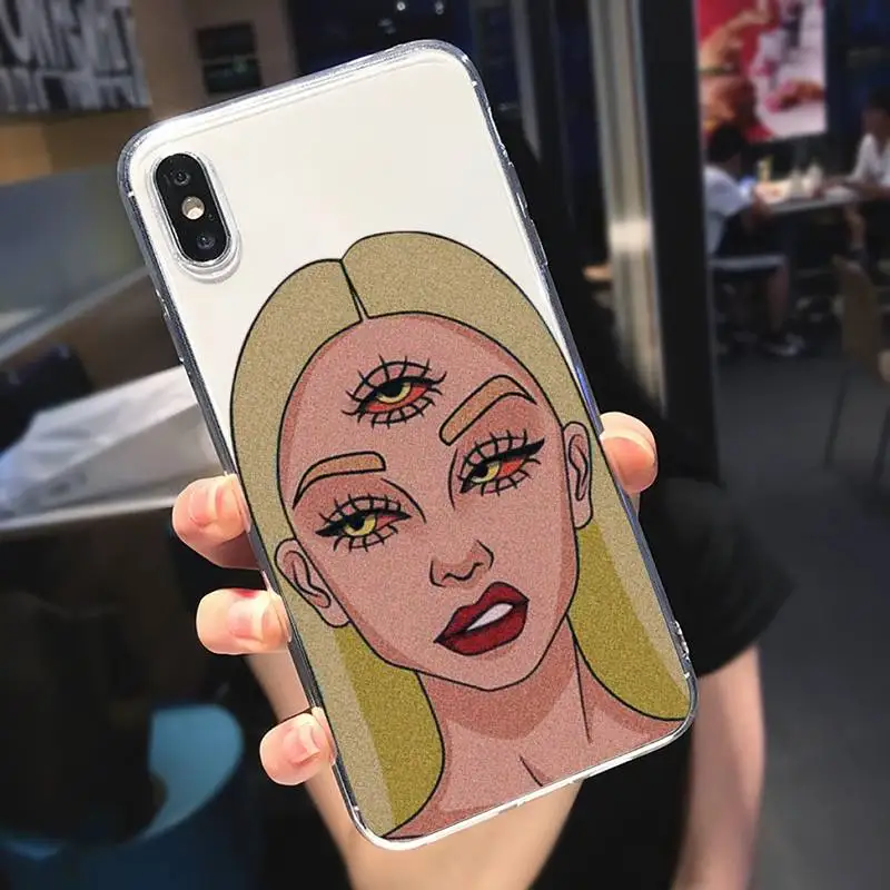 

Devil Woman Bad girl smoke eyes luxury design Phone Case coque Transparent for iPhone 6 7 8 11 12 s mini pro X XS XR MAX Plus