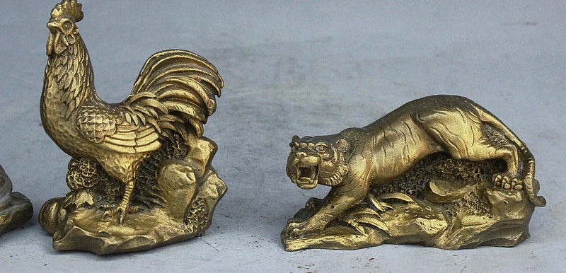 Rare Folk China FengShui Brass Auspicious 12 Zodiac Year Animal Statue Full Set | Дом и сад