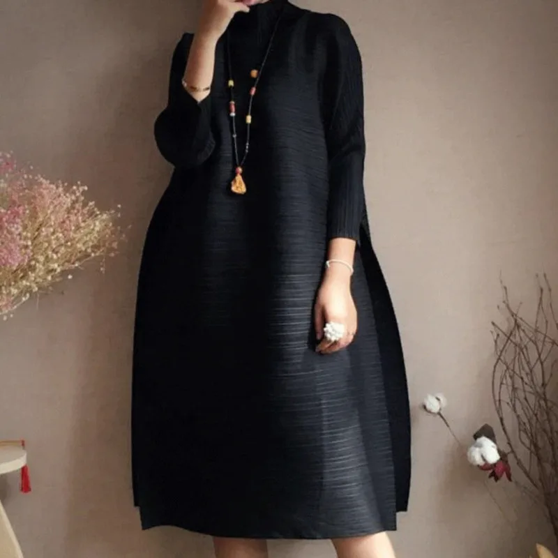 Женское винтажное платье LANMREM2021 однотонное свободное трапециевидной формы до