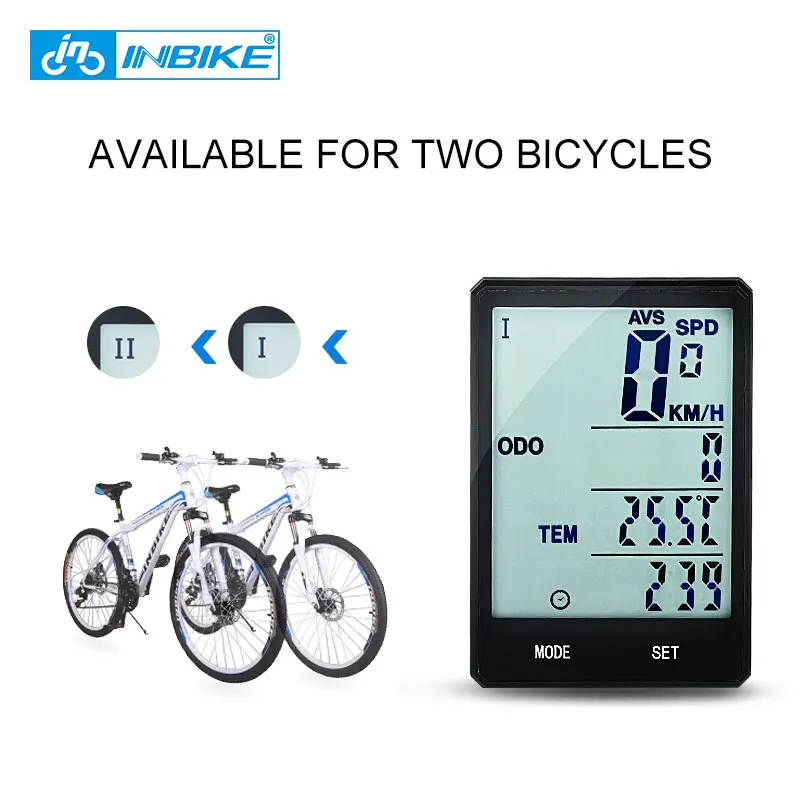 INBIKE 2,8 дюймов велосипед беспроводной компьютер непромокаемый Многофункциональный езда велосипедный одометр велосипедный Спидометр подсветка секундомера