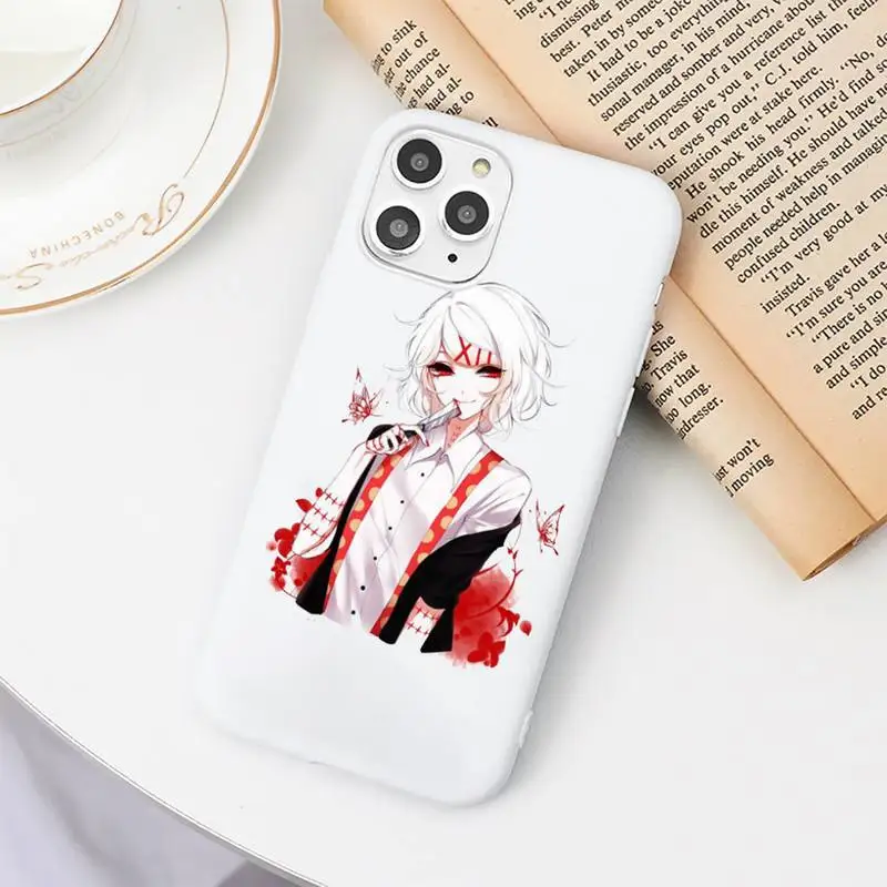

anime JUUZOU SUZUYA Tokyo Ghouls Phone Case Candy Color White for iPhone 11 pro XS MAX 8 7 6 6S Plus X 5S SE 2020 XR
