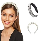 Роскошная широкая повязка на голову для женщин, имитация большого жемчуга, повязка для волос, индивидуальные вечерние жемчужные повязки на голову, аксессуары для волос для девочек